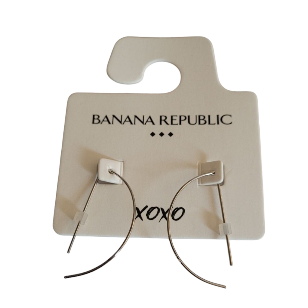 Banana Republic Semi Circle Threader Earrings‎ Silver Tone NWT